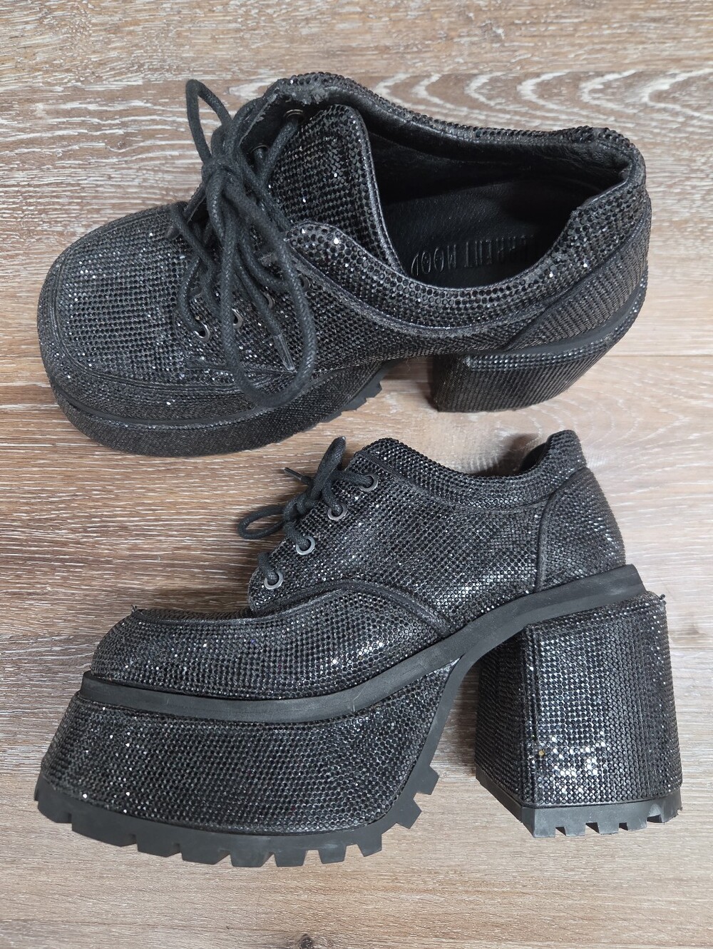 Current Mood Black Acting Up Rhinestone Platform Oxfords Size Womens 8 Doll Kill